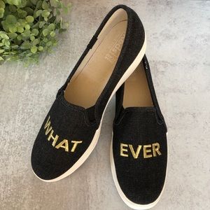 Keds Embroidered Black Denim Slip On Shoe